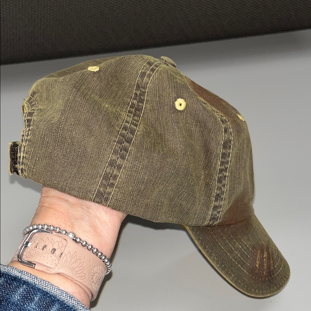 Source Unknown Distressed Brown Cap With Turquois… - image 6